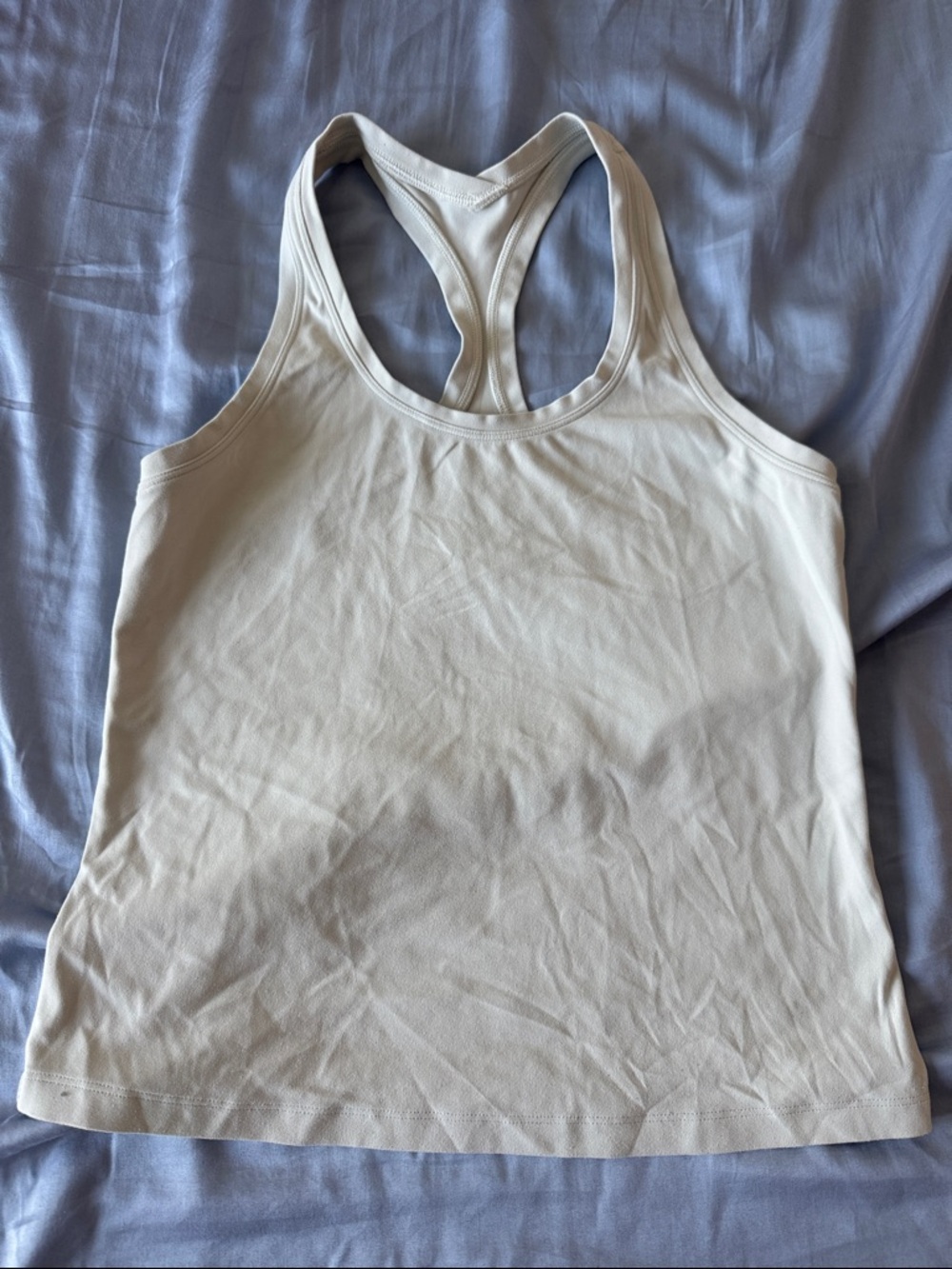 Amazon CRZ Yoga Waist Length Racerback Tank Top in Bone/Cream